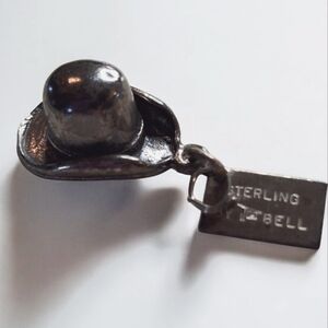Vintage Sterling Silver 925 Cowboy Hat Charm Bell Ponderosa Ranch